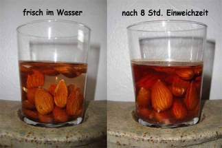 Mandeln in Wasser eingeweicht